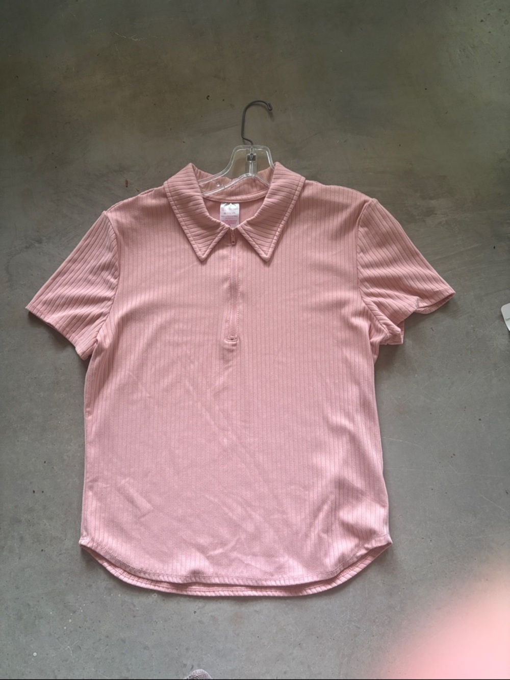 No Boundaries Pink Ribbed Short Sleeve Polo